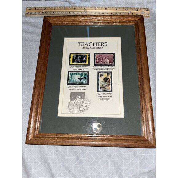Teachers USPS Stamp Collection Framed Matted - PTA Public Higher Education NEA - Picture 1 of 3